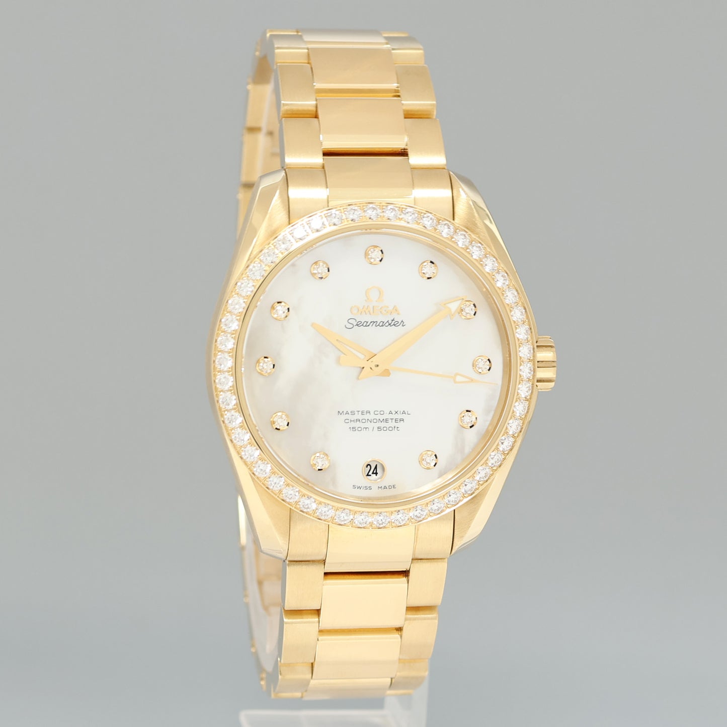 Omega Speedmaster Mother of Pearl Diamond 231.55.39.21.55.002 Yellow Gold Watch