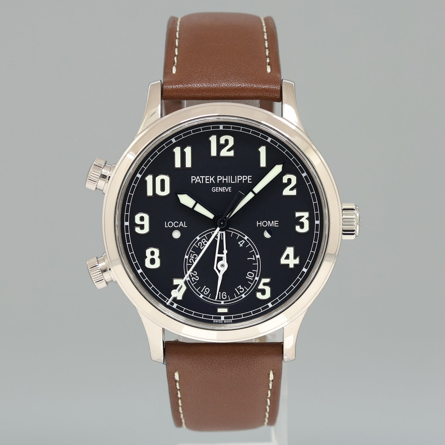 MINT 5524G Patek Philippe Blue Travel Time Leather White Gold Travel Time 42mm Watch