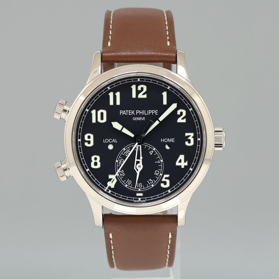 MINT 5524G Patek Philippe Blue Travel Time Leather White Gold Travel Time 42mm Watch