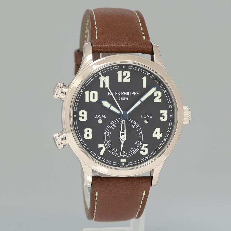 MINT 5524G Patek Philippe Blue Travel Time Leather White Gold Travel Time 42mm Watch