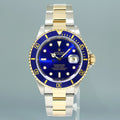 MINT 1999 PAPERS Rolex Submariner 16613 Gold Steel Two Tone Gold Sunburst Blue Watch