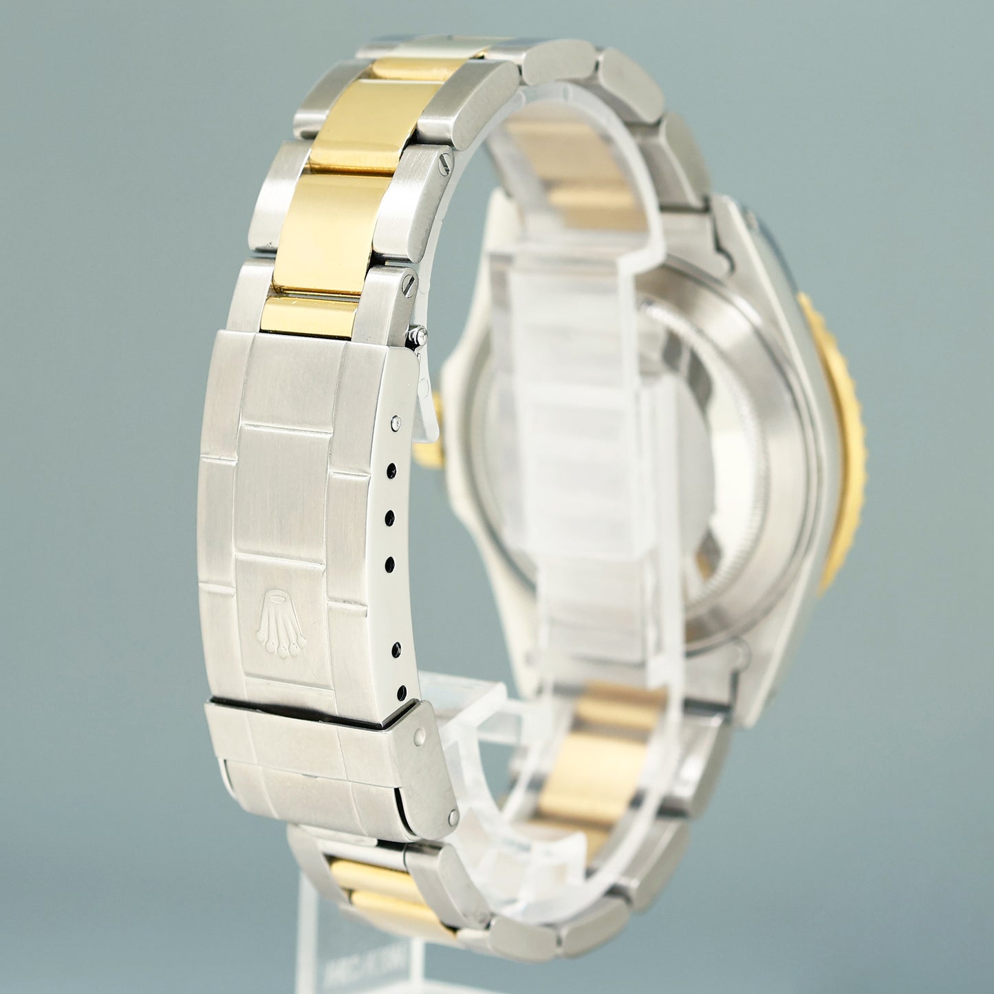 MINT PAPERS Rolex Submariner 16613 Two Tone Gold Blue Champagne Serti Diamond Watch