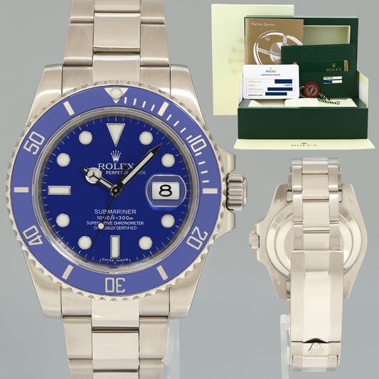 2021 RSC PAPERS Rolex Submariner Blue Smurf 116619 White Gold 40mm Watch Box