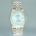 MINT Rolex DateJust 16234 Blue Diamond Jubilee White Gold Fluted 36mm Watch Box