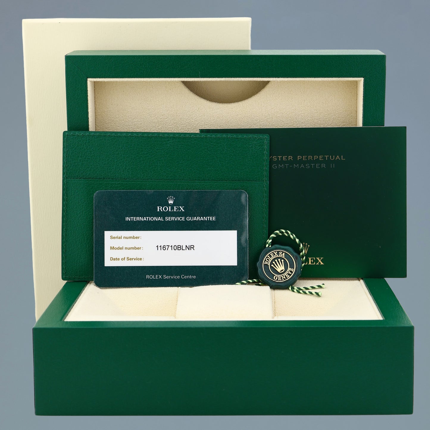 2023 RSC SERVICE PAPERS Rolex GMT Master II 116710 BLNR Steel Batman Blue Watch