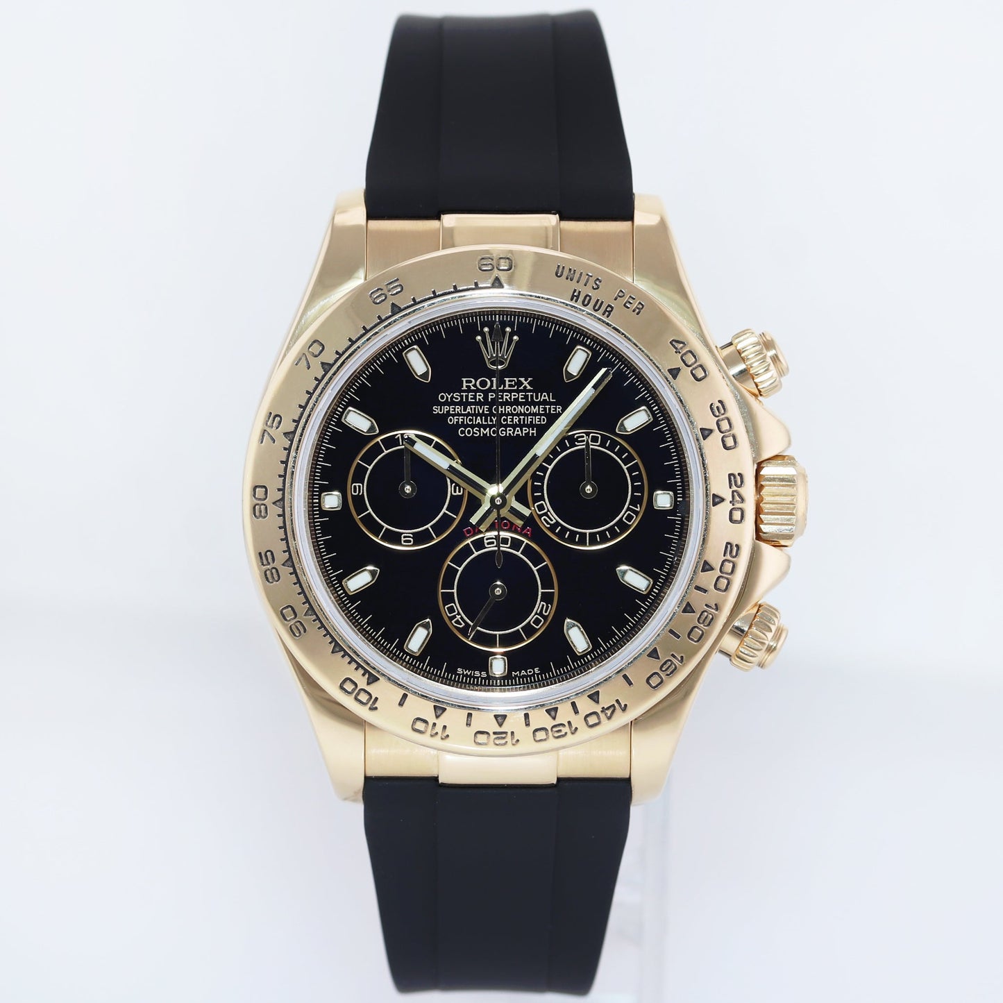 MINT Rolex Daytona Black Stick Rubber B 116518 Yellow Gold 40mm Watch Box