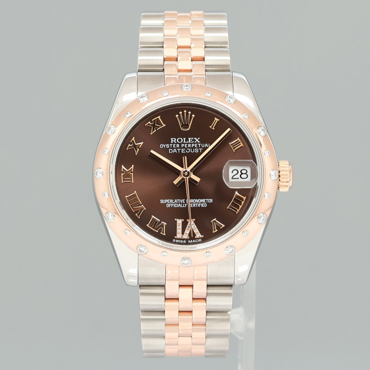 MINT 2015 Rolex DateJust Rose Gold Two Tone 31mm 178341 Chocolate Diamond Watch