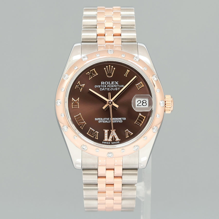 MINT 2015 Rolex DateJust Rose Gold Two Tone 31mm 178341 Chocolate Diamond Watch