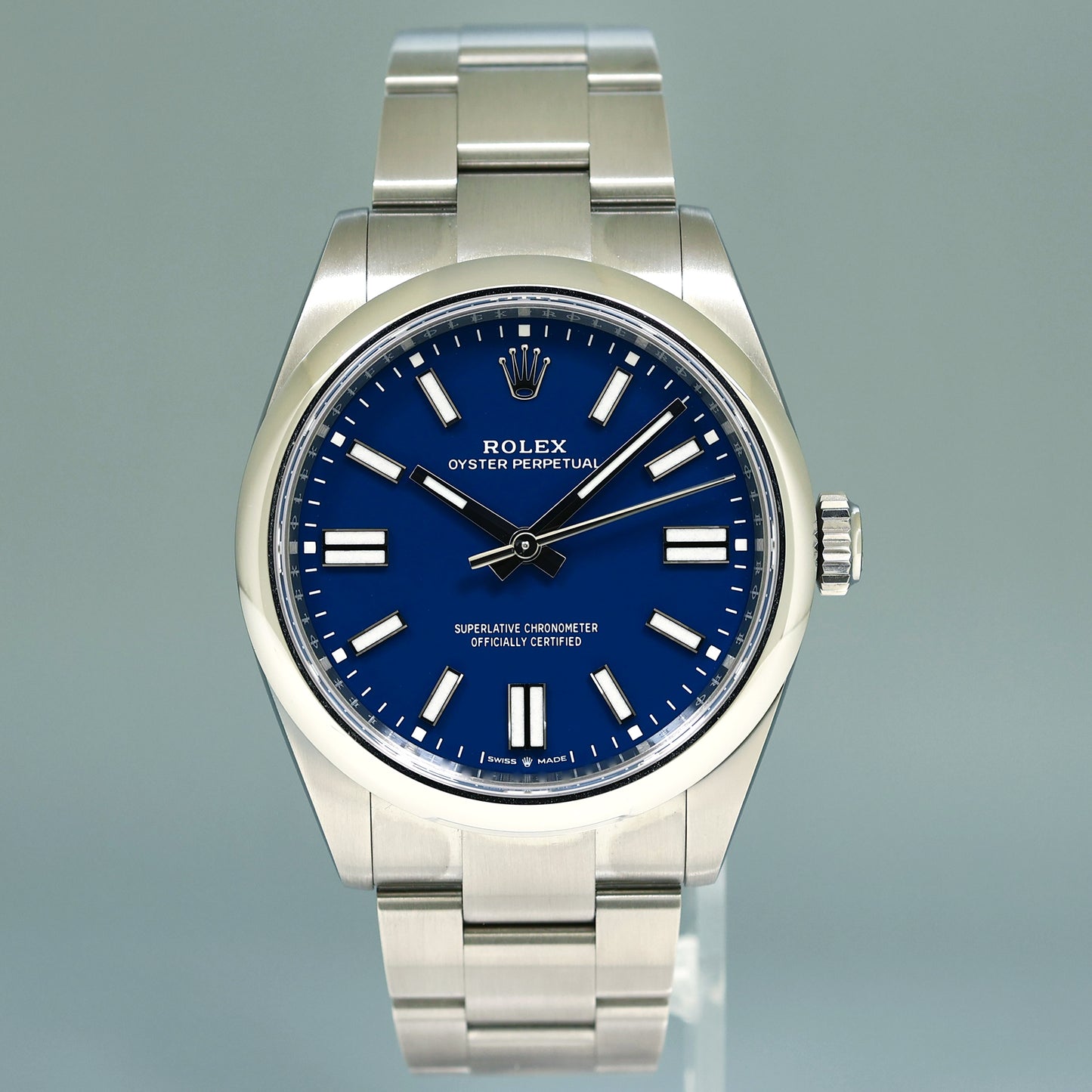 2025 NEW PAPERS Rolex Oyster Perpetual 41mm Blue Stick Oyster Watch 134300 Box
