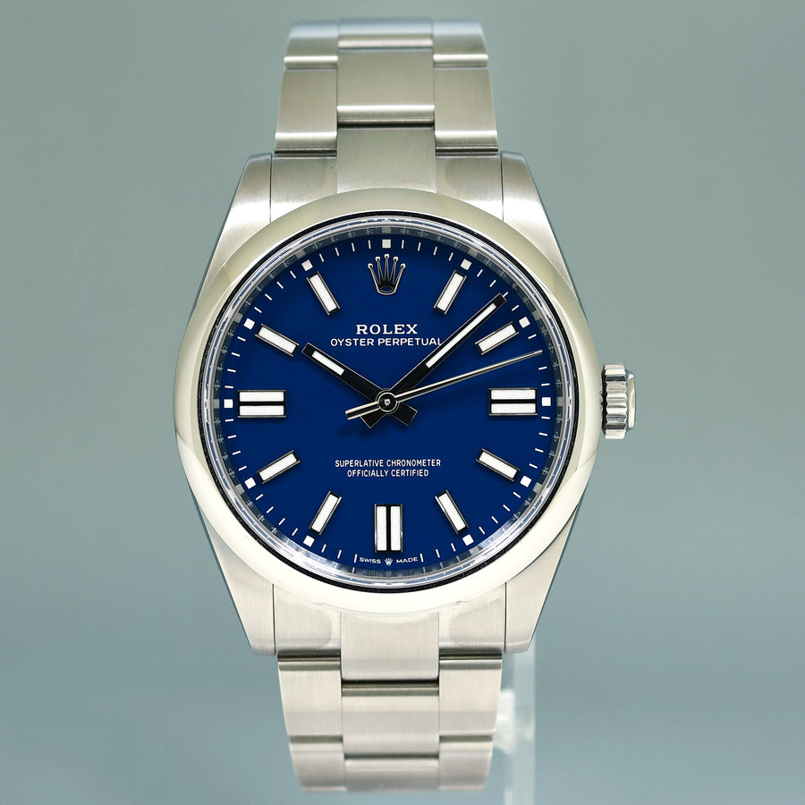2025 NEW PAPERS Rolex Oyster Perpetual 41mm Blue Stick Oyster Watch 134300 Box