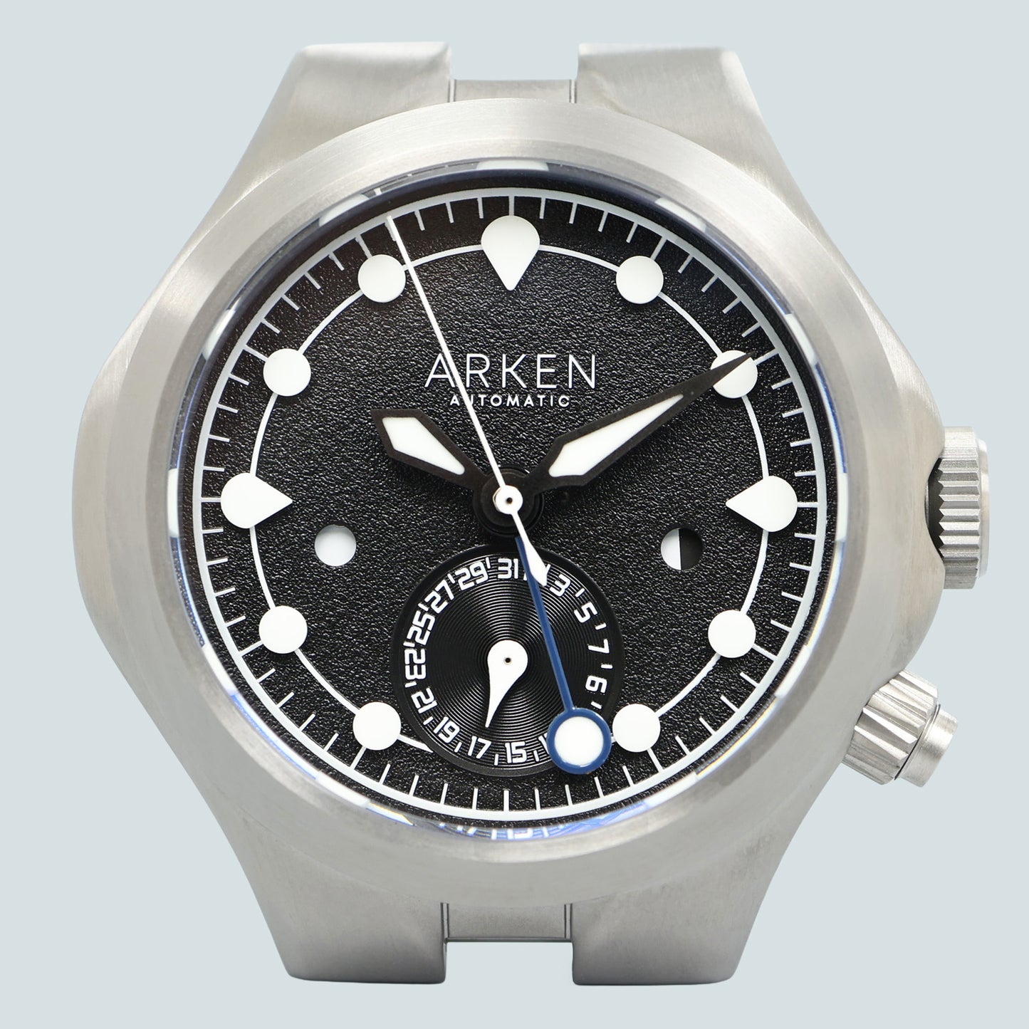PAPERS Arken 11-22 Titanium Black Dial 12 Hour GMT Strap Dive Watch Box