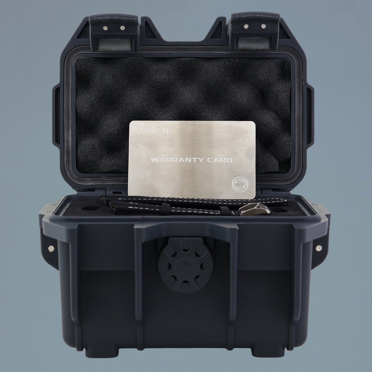 PAPERS Arken 11-22 Titanium Black Dial 12 Hour GMT Strap Dive Watch Box