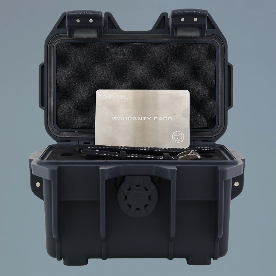 PAPERS Arken 11-22 Titanium Black Dial 12 Hour GMT Strap Dive Watch Box