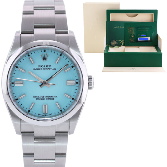 2021 NEW PAPERS Rolex Oyster 126000 Perpetual 36mm TIFFANY BLUE Watch Box