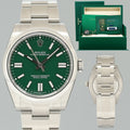 2026 NEW PAPERS Rolex 134300 Oyster Perpetual 41mm Green Stick Dial Steel Watch Box