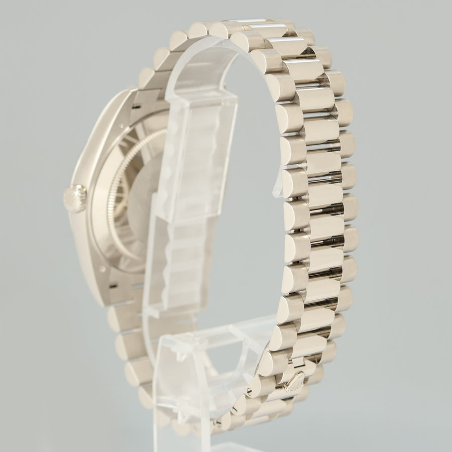 2025 MINT Rolex Day Date 40 White Gold Blue Ombre 228239 Watch Box