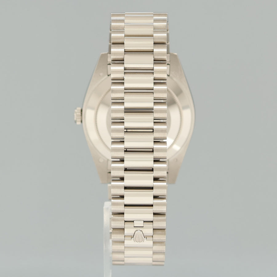 2025 MINT Rolex Day Date 40 White Gold Blue Ombre 228239 Watch Box