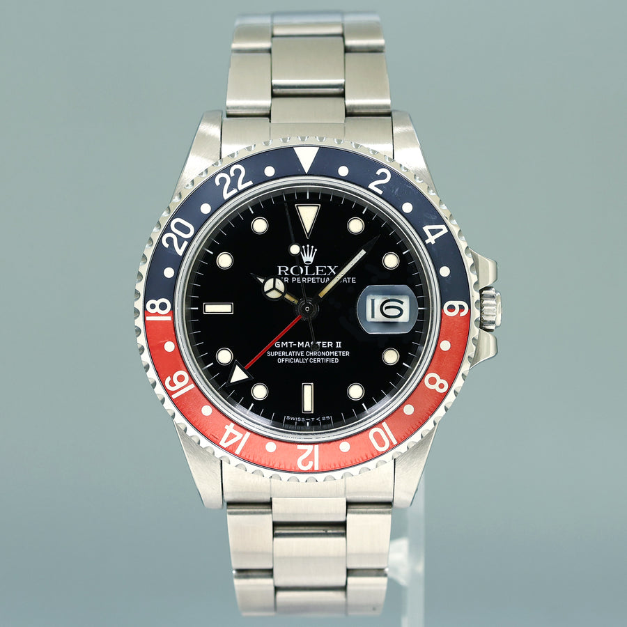 Vintage 1984 Rolex GMT-Master II 2 Fat Lady Coke Red Steel 16760 40mm Watch Box
