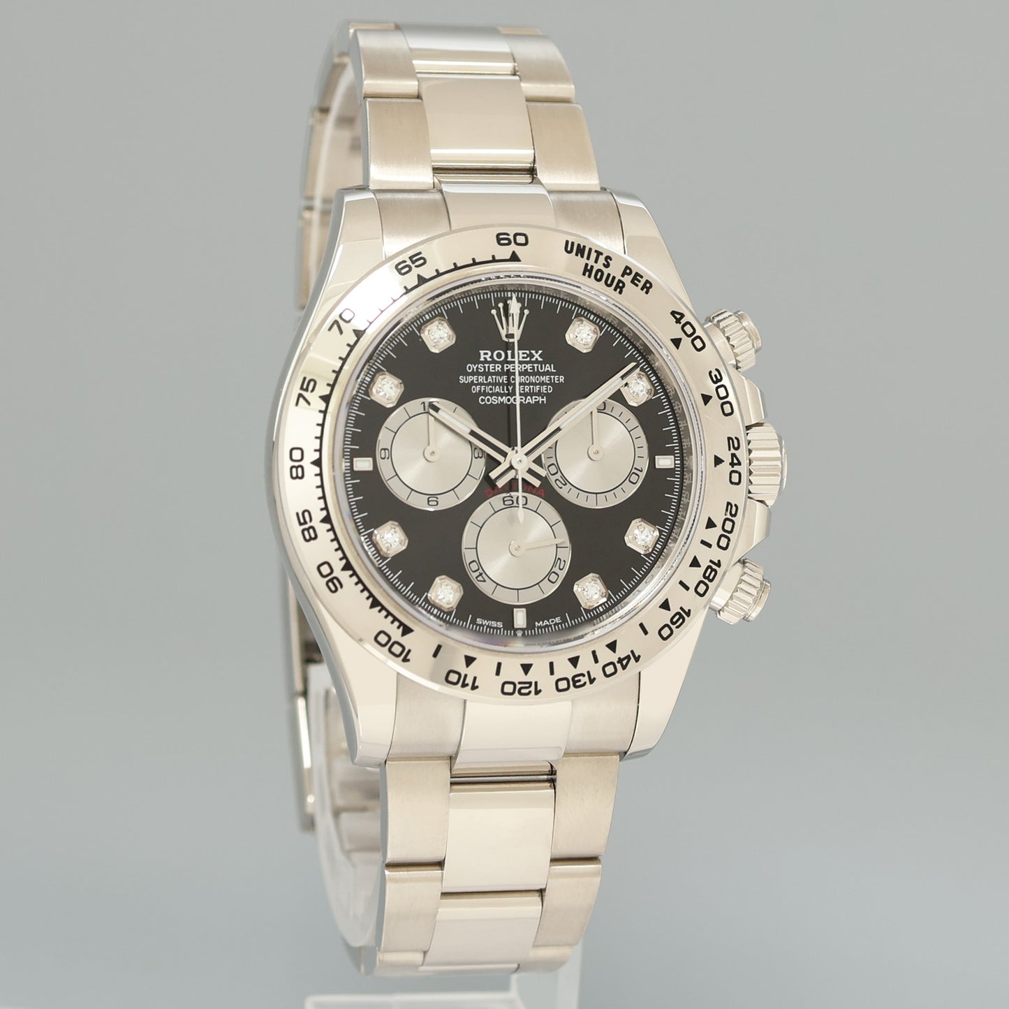 NEW 2024 PAPERS Rolex Daytona Ghost Black Diamond Chrono 126509 White Gold Watch