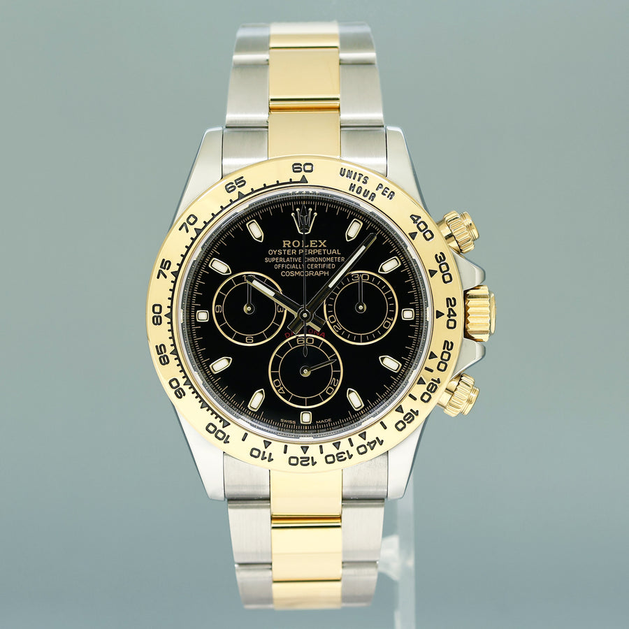 PAPERS 2025 RSC SERVICE Rolex Daytona 116503 Black Two Tone Yellow Gold Watch