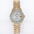 Pearl Diamond Ladies Rolex DateJust President 26mm 6917 Yellow Gold Watch Box