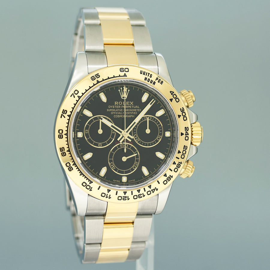 PAPERS 2025 RSC SERVICE Rolex Daytona 116503 Black Two Tone Yellow Gold Watch
