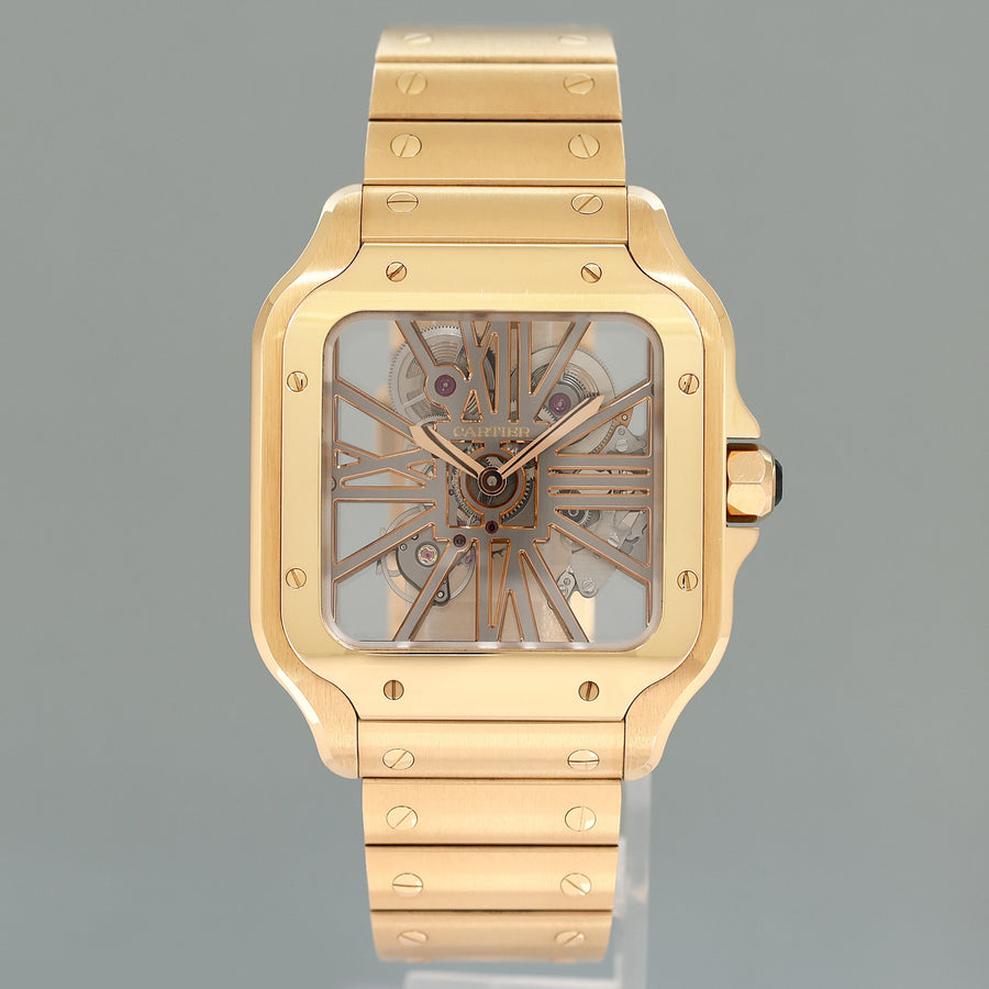 2023 PAPERS MINT Cartier Rose Gold Skeleton WHSA0016 Manual Wind Watch Box