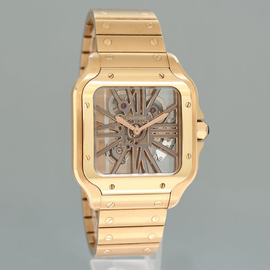 2023 PAPERS MINT Cartier Rose Gold Skeleton WHSA0016 Manual Wind Watch Box