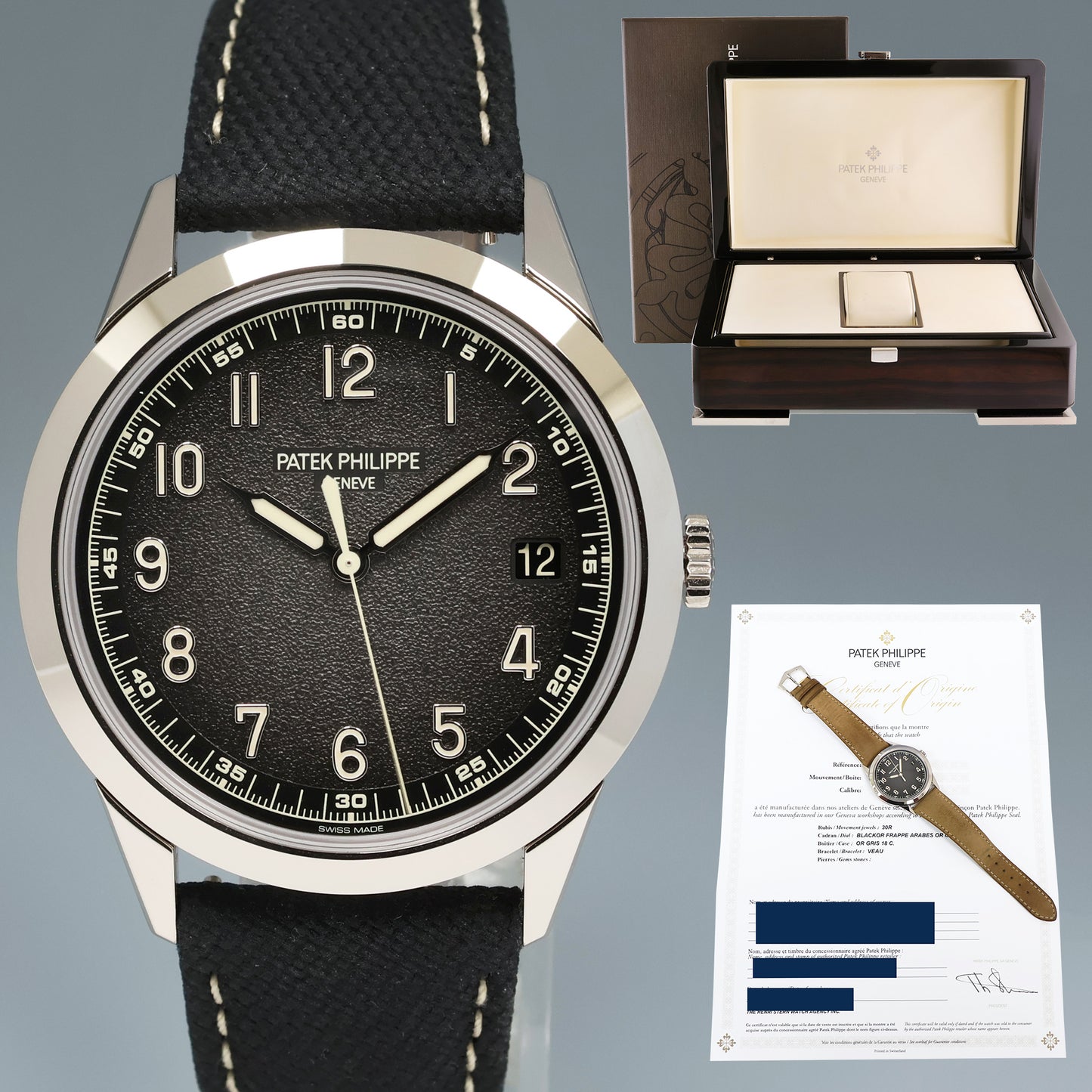 2023 PAPERS MINT Patek Philippe 5226G 40mm White Gold Black Dial Leather Watch Box