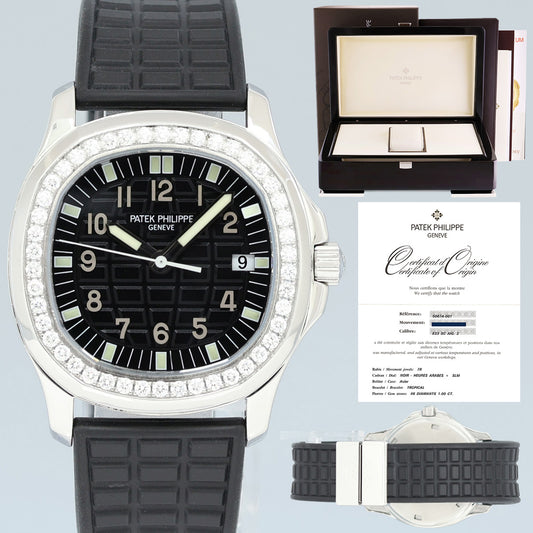 PAPERS MINT Patek Philippe Steel Aquanaut Black Rubber JUMBO 5067a Diamond Watch
