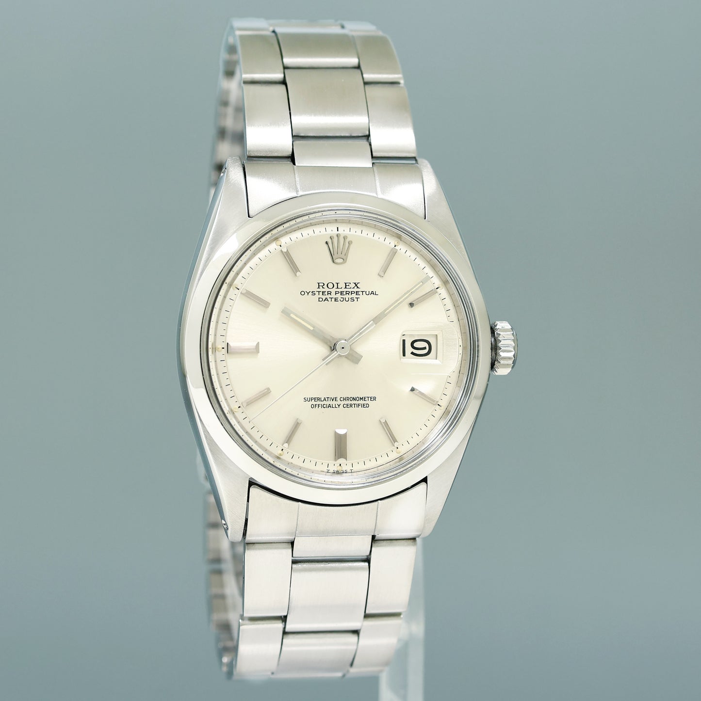 1970 Vintage Rolex DateJust 1600 Blue Silver Dial Stainless Steel 36mm Oyster Band Watch Box