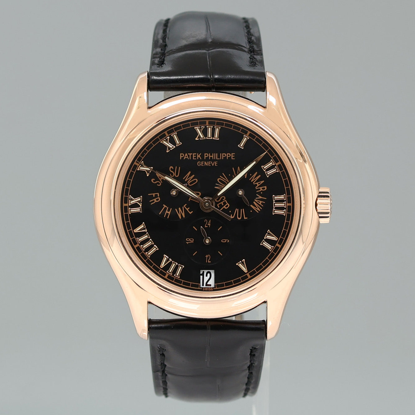 MINT Patek Philippe Rose Gold Annual Calendar 5035r Black Roman 37mm Watch Box