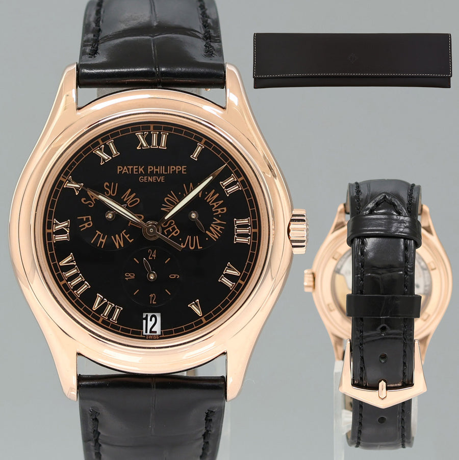 MINT Patek Philippe Rose Gold Annual Calendar 5035r Black Roman 37mm Watch Box