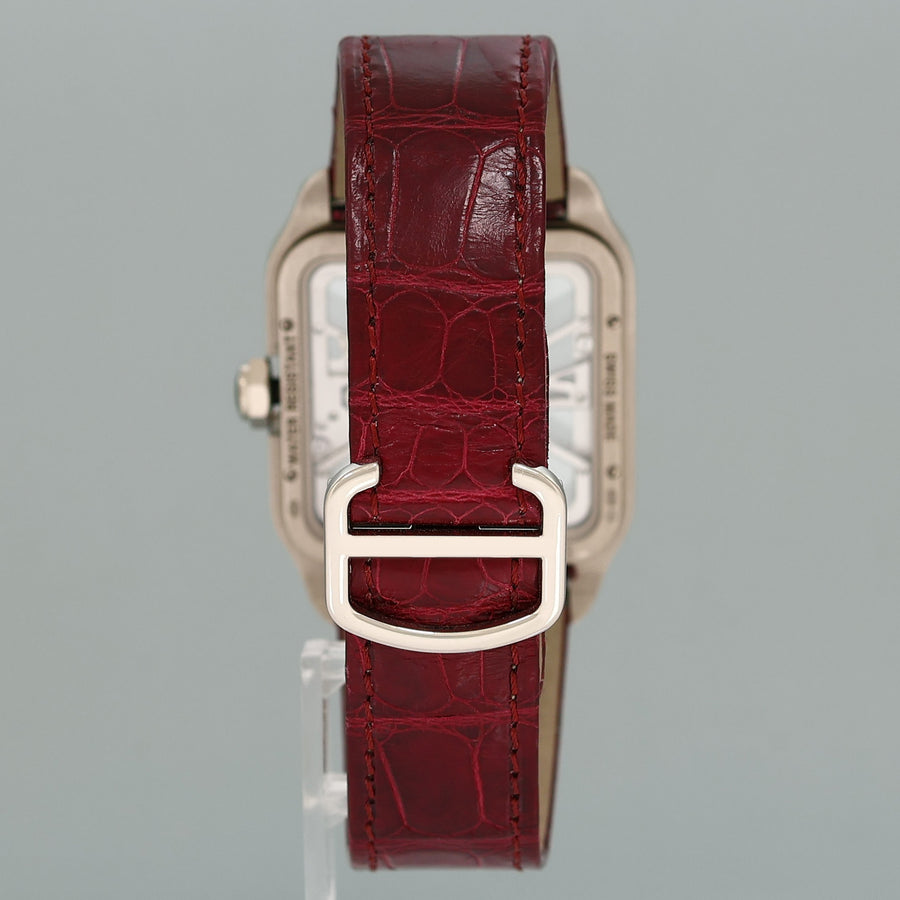 PAPERS MINT Cartier White Gold Leather Dumont Skeleton W2020033 Manual Wind Watch