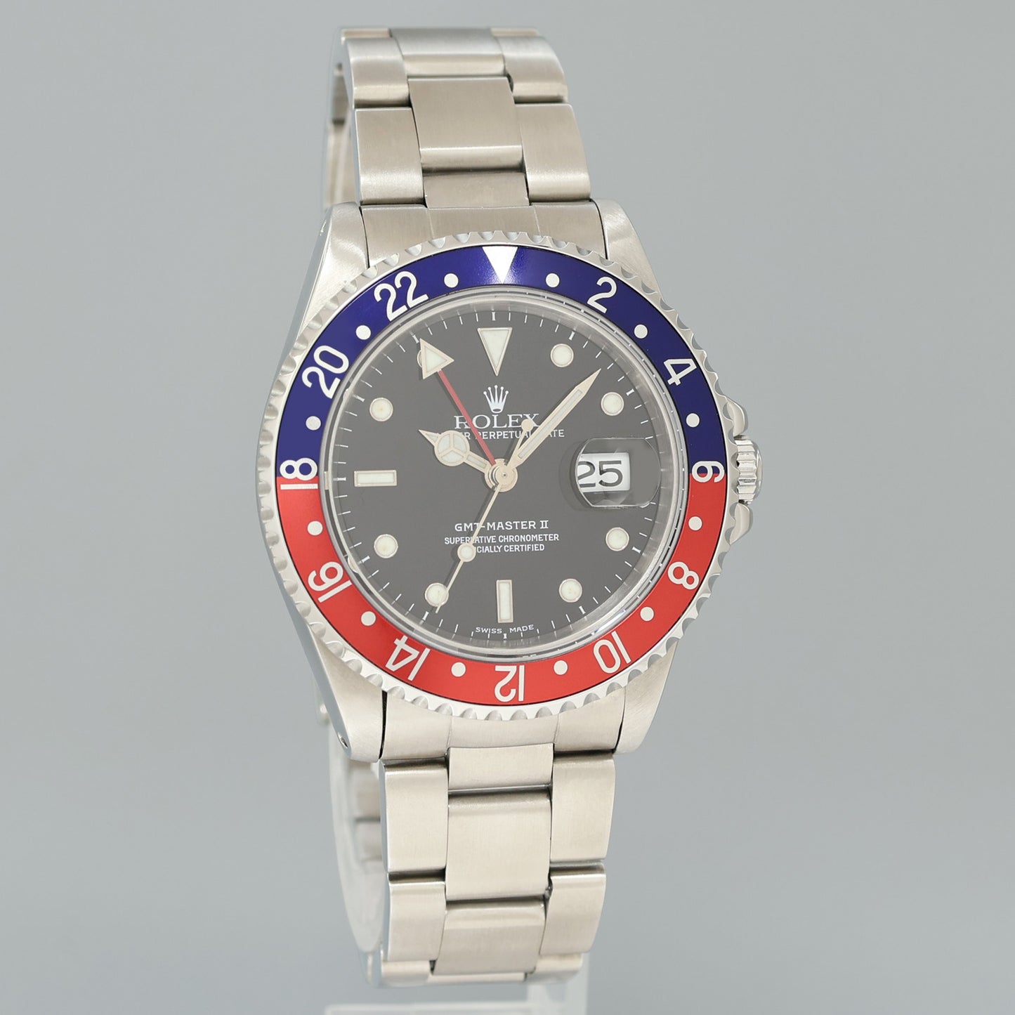 2000 Rolex GMT-Master 2 Pepsi Blue Red Steel 16710 Watch Black Watch Box