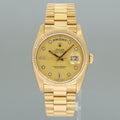 Mint Rolex President Day Date 18038 Quick Set Champagne Diamond Yellow Gold Watch