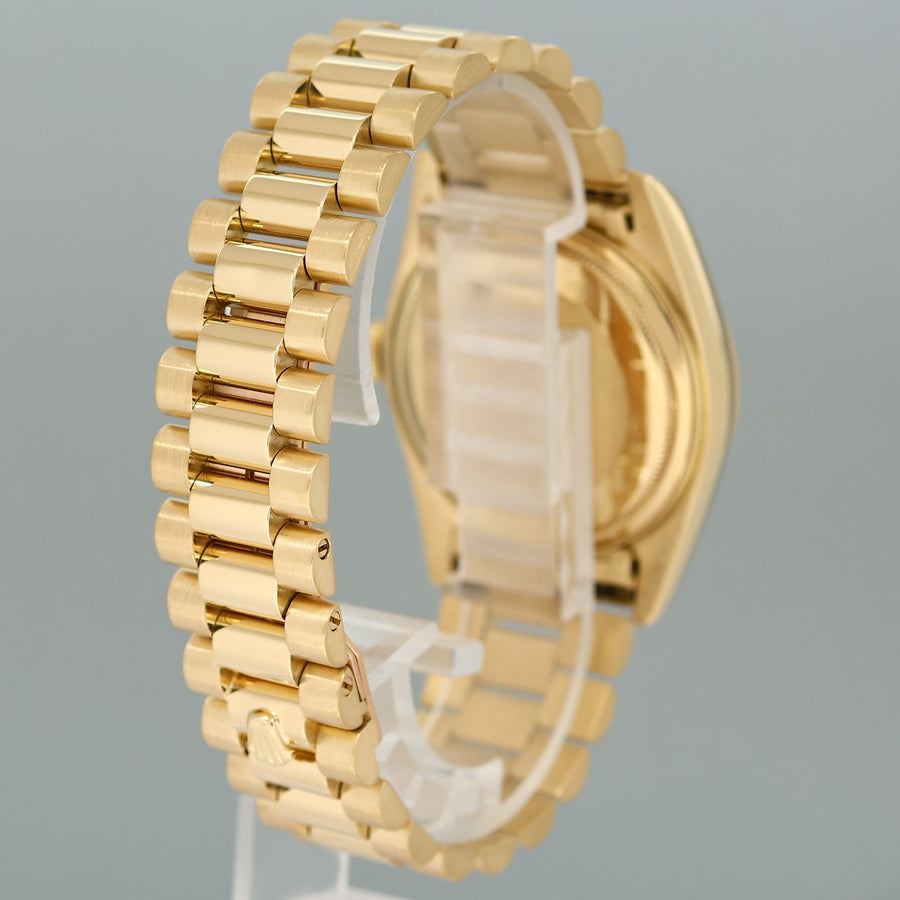 Mint Rolex President Day Date 18038 Quick Set Champagne Diamond Yellow Gold Watch