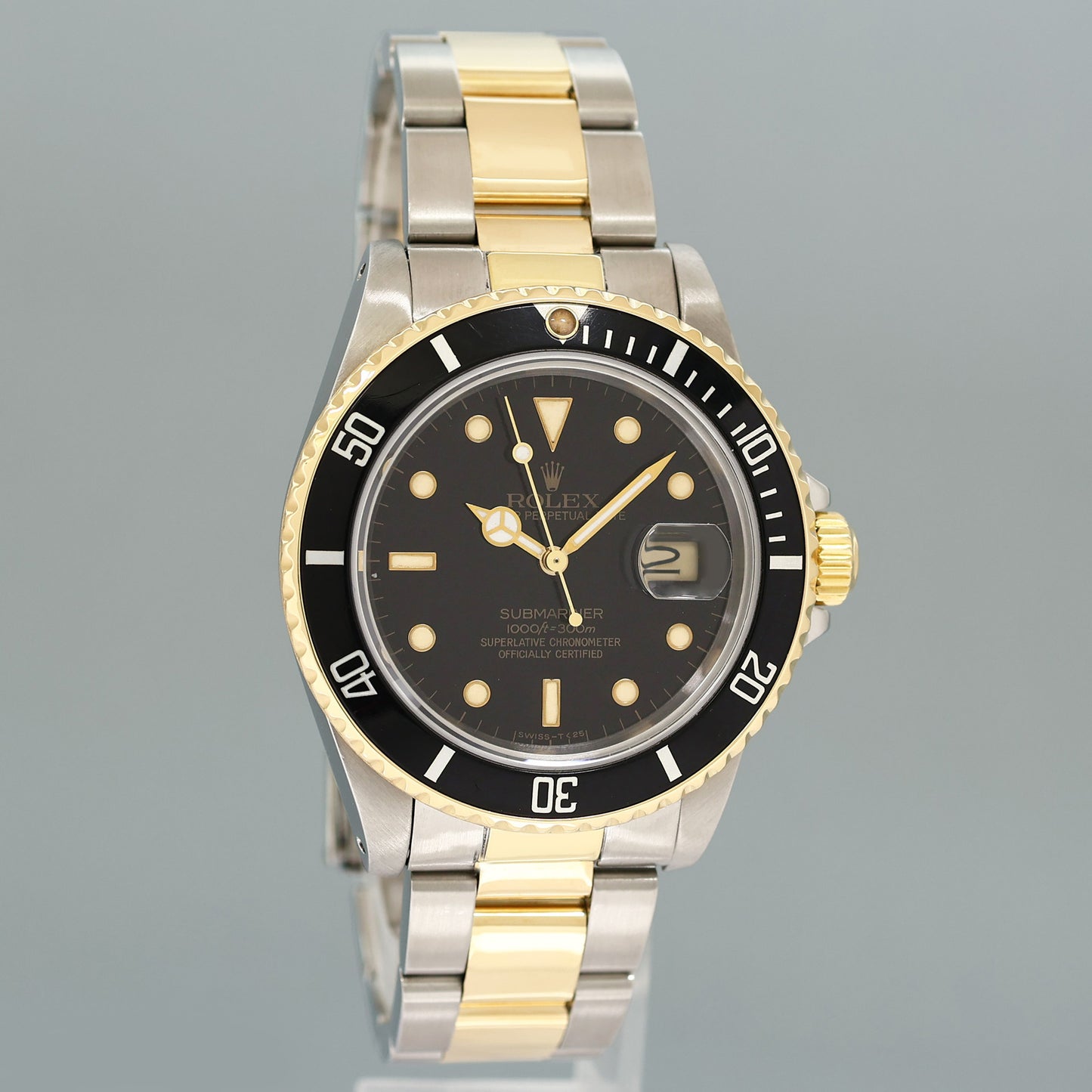 Rolex Submariner Date 16803 Two-Tone Yellow Gold Steel Black 40mm Watch Box