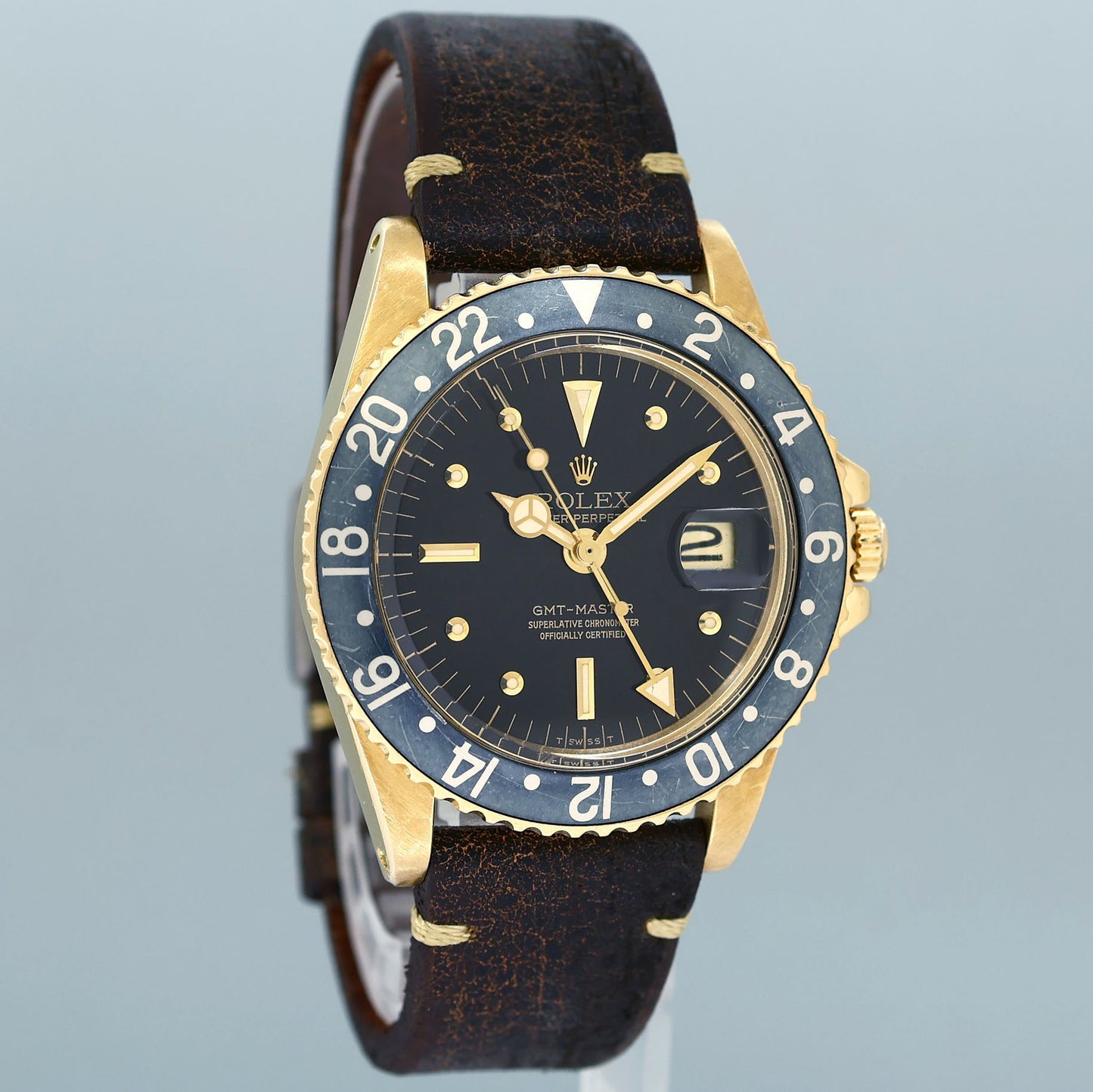 Rolex Root Beer 1675 Yellow Gold GMT Brown Nipple Watch