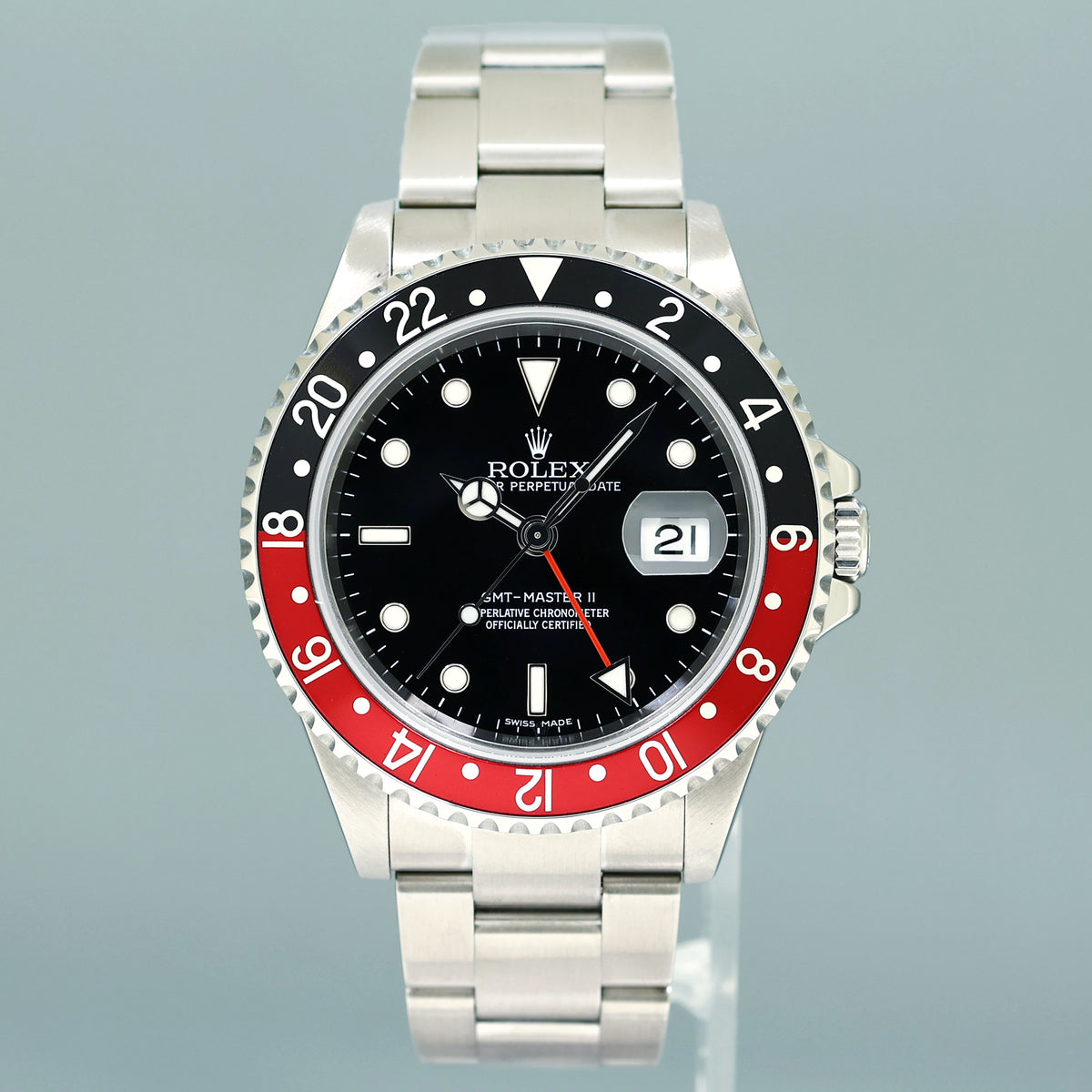 2007 MINT Rolex GMT-Master II Coke Red ERROR STICK Steel 16710 40mm Watch Box