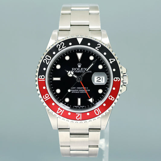 2007 MINT Rolex GMT-Master II Coke Red ERROR STICK Steel 16710 40mm Watch Box
