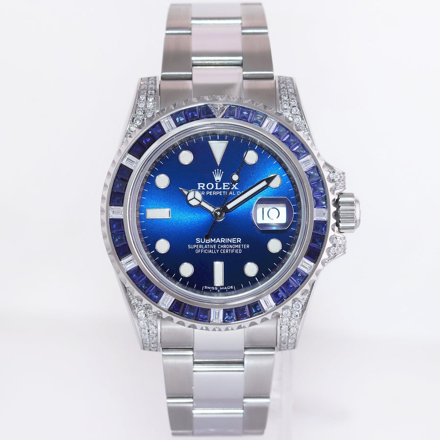 2015 MINT Rolex Submariner Date 116610 Diamond Sapphire Steel Blue Ceramic Watch