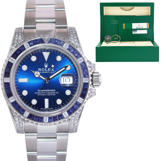 2017 PAPERS MINT Rolex Submariner Date 116610 Diamond Sapphire Steel Blue Ceramic Watch