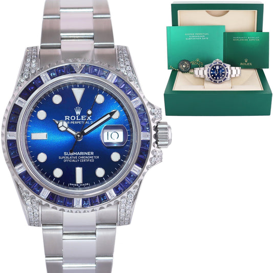2018 MINT Rolex Submariner Date 116610 Diamond Sapphire Steel Blue Ceramic Watch