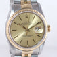 MINT Rolex DateJust 16233 Two Tone Gold Jubilee Champagne Bezel Watch