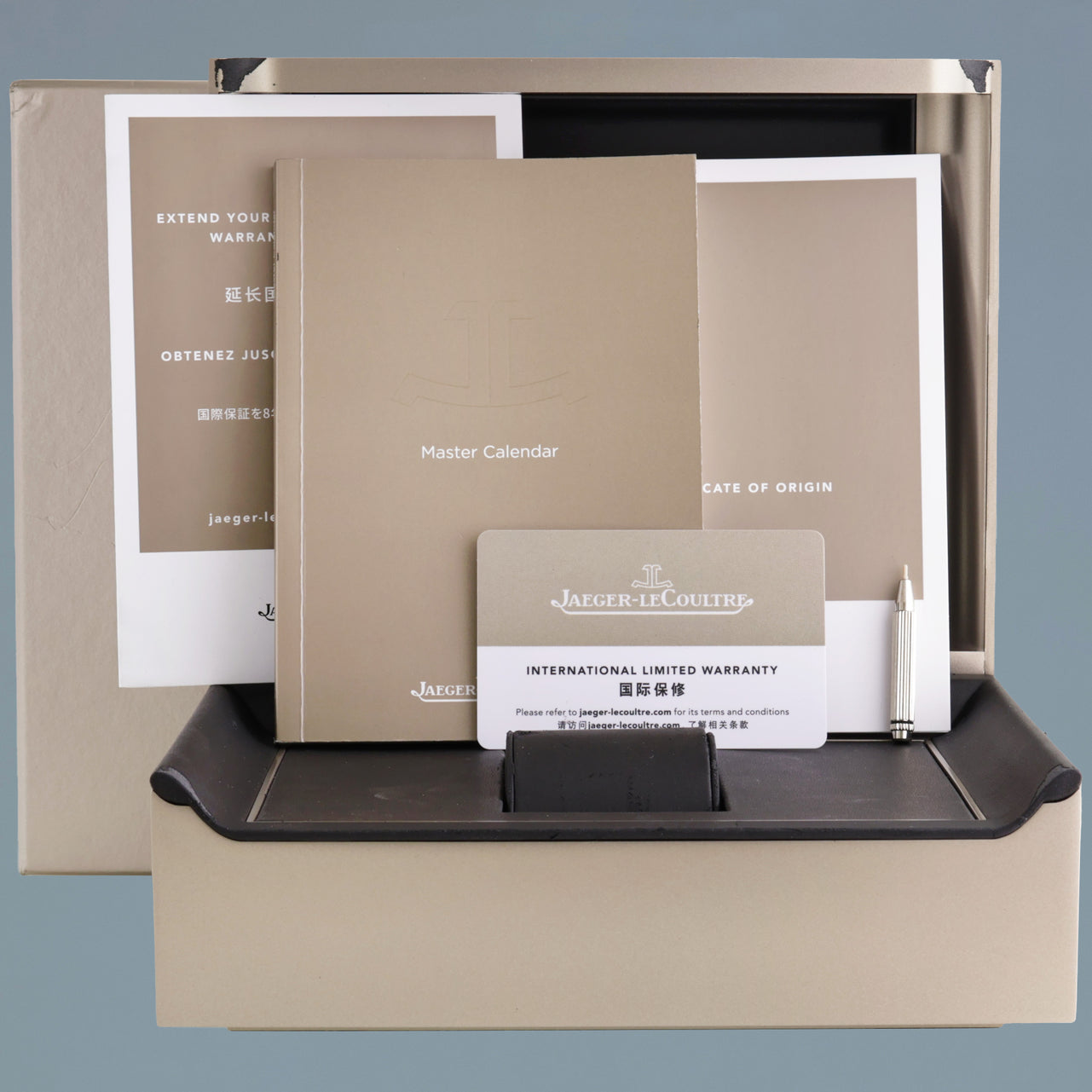 PAPERS Jaeger LeCoultre JLC Master Calendar Q4148480 Blue Dial 40mm Watch Box
