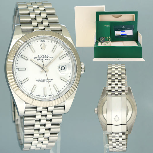 MINT PAPERS Rolex DateJust 41 White 126334 Steel White Gold Jubilee Watch Box