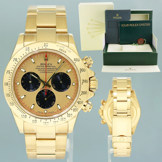 MINT Rolex Daytona 116528 Champagne Paul Newman 40mm Chrono Yellow Gold Watch