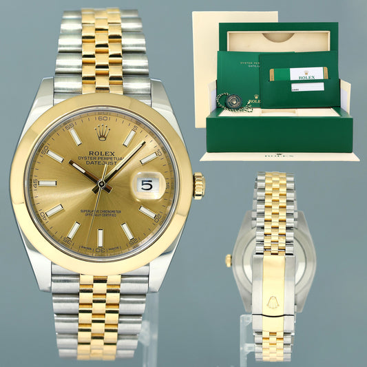 PAPERS MINT Rolex DateJust 41 Two Tone Yellow Gold Jubilee 126303 Champagne Watch