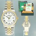 PAPERS MINT Rolex DateJust 36mm White Roman 16233 Two Tone Steel Jubilee Watch Box